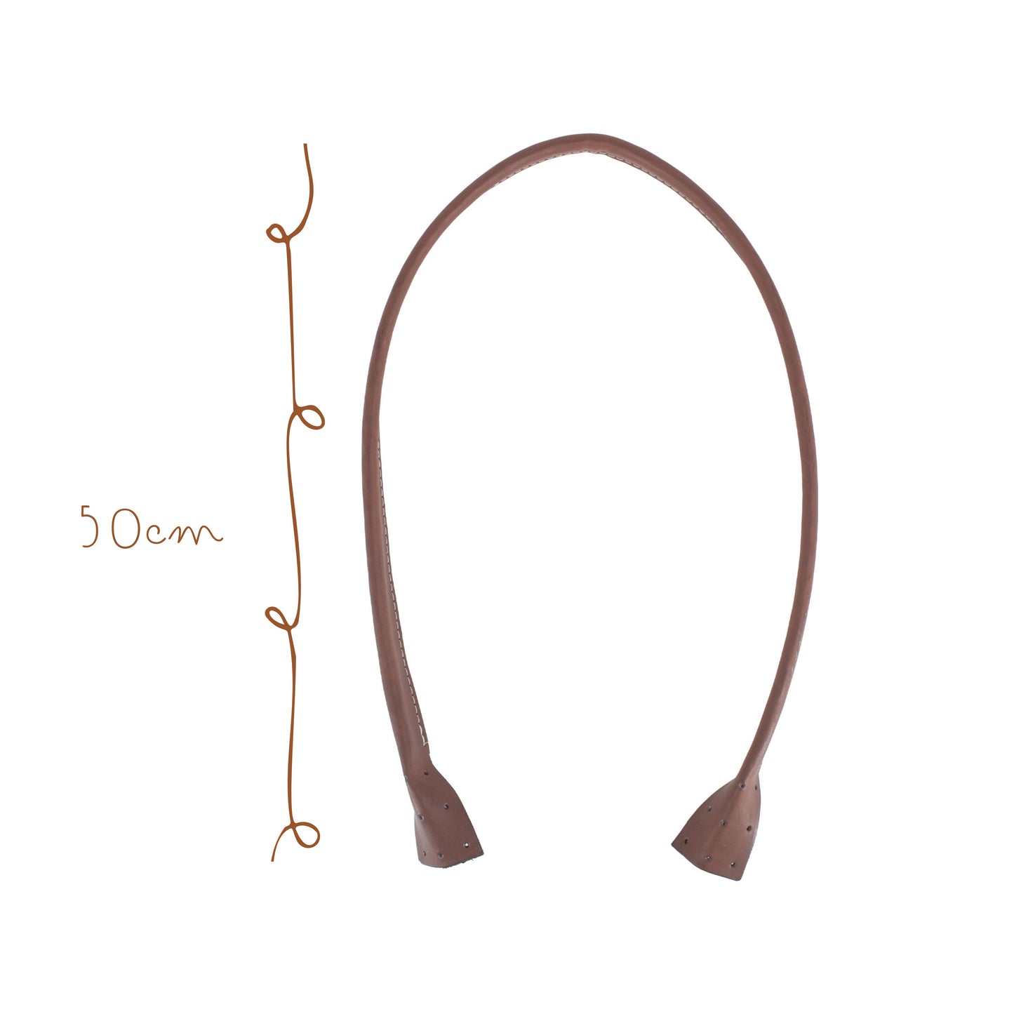 Asa con piola cosida 50cm Cafe