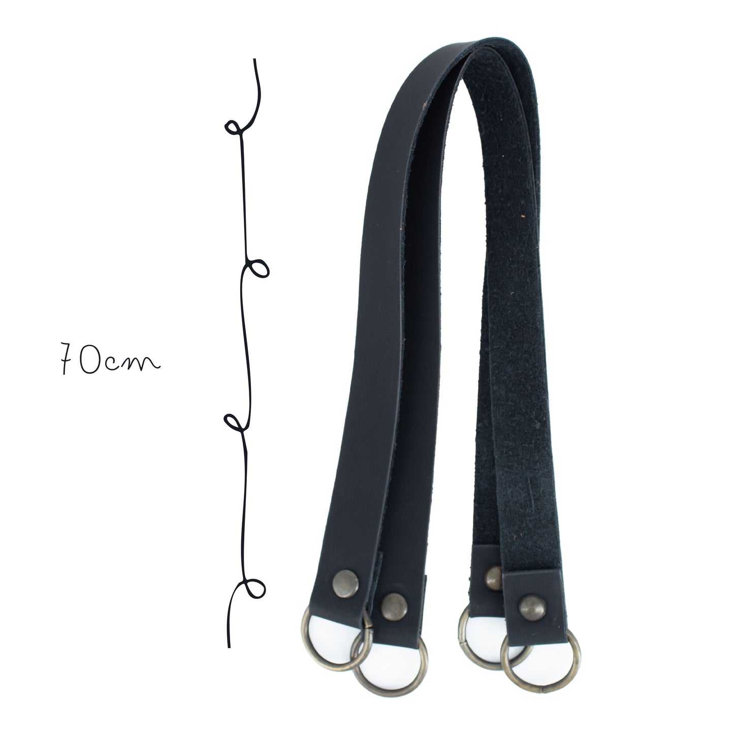 Asa 70cm Imit piel c/argolla Negro
