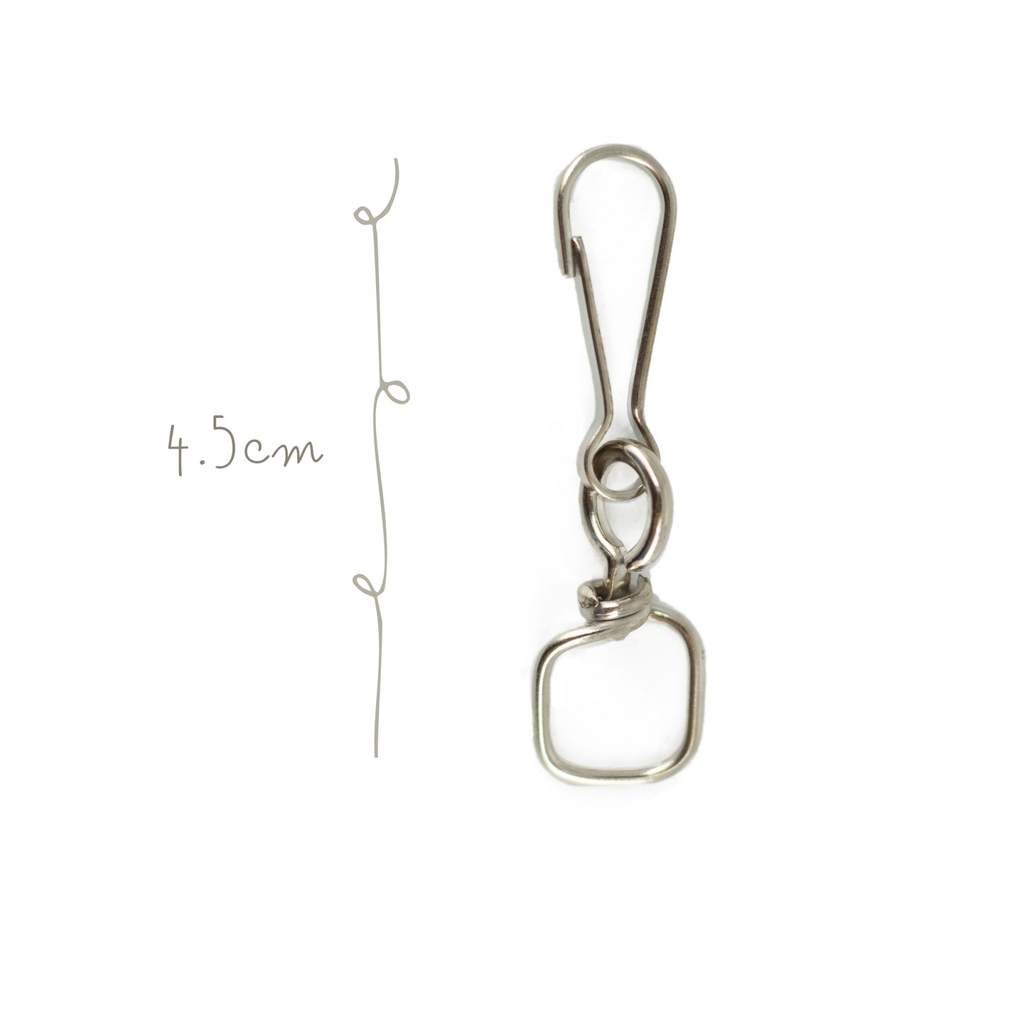 Bandolita de presión Niquel 2.5cm con argolla cuadrada