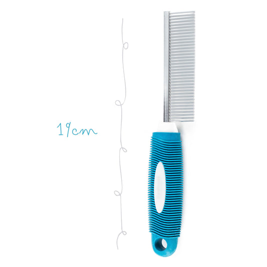 Peine Sencillo de Metal mango goma azul