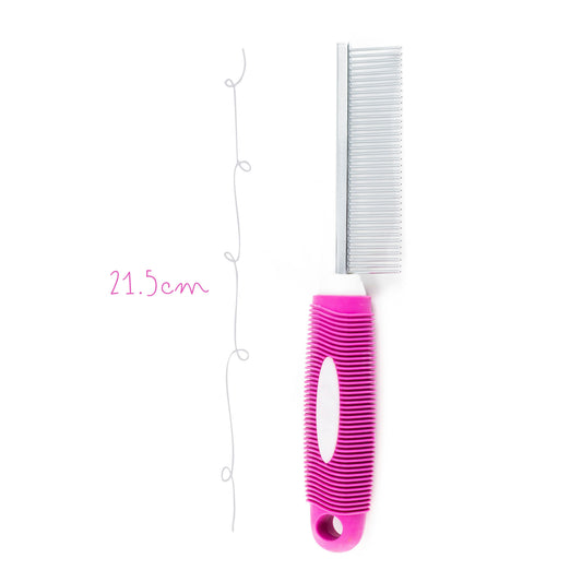 Peine Sencillo de Metal mango goma rosa