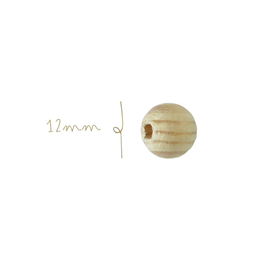 Cuenta de Madera Natural 12mm