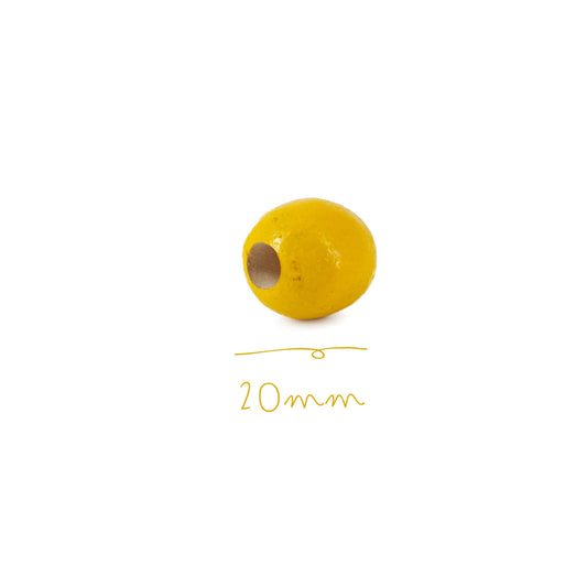 Cuenta de Madera 18mm Amarillo