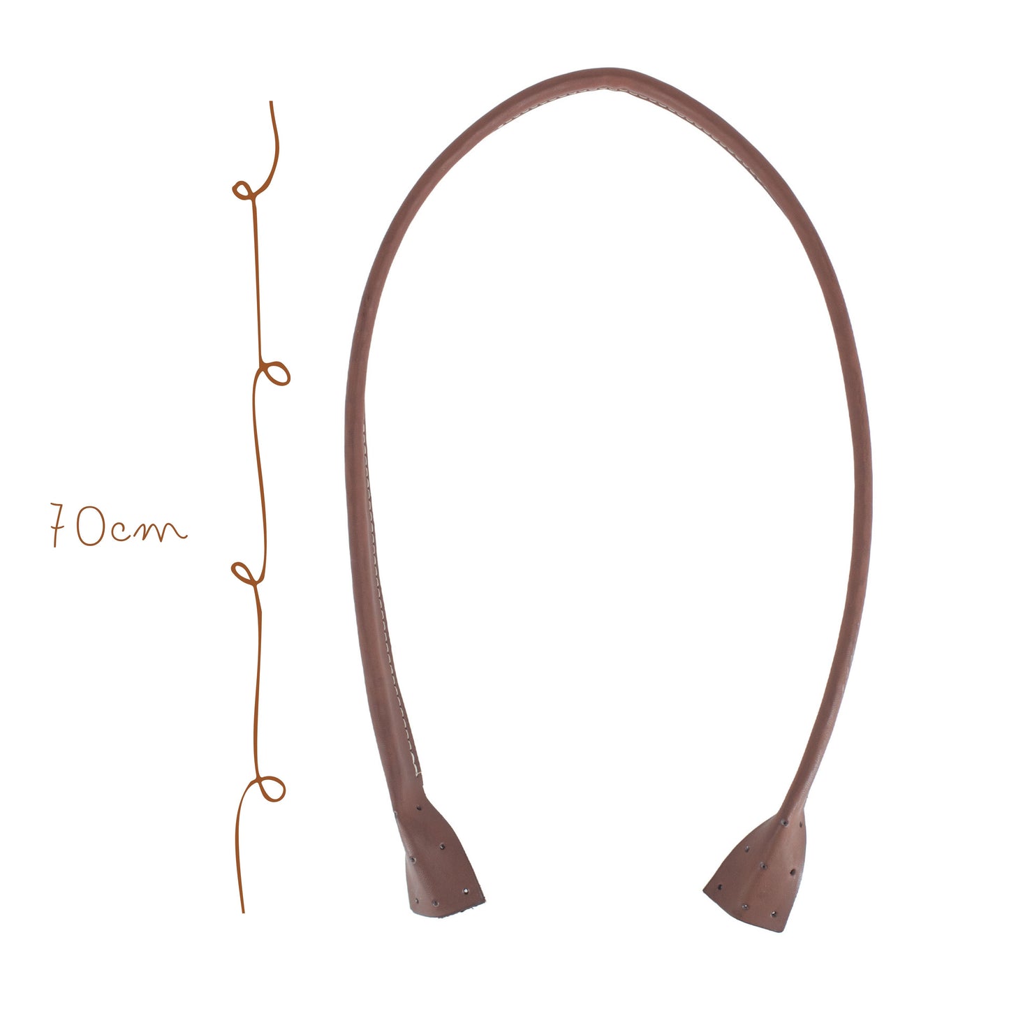 Asa con piola cosida 70cm Cafe