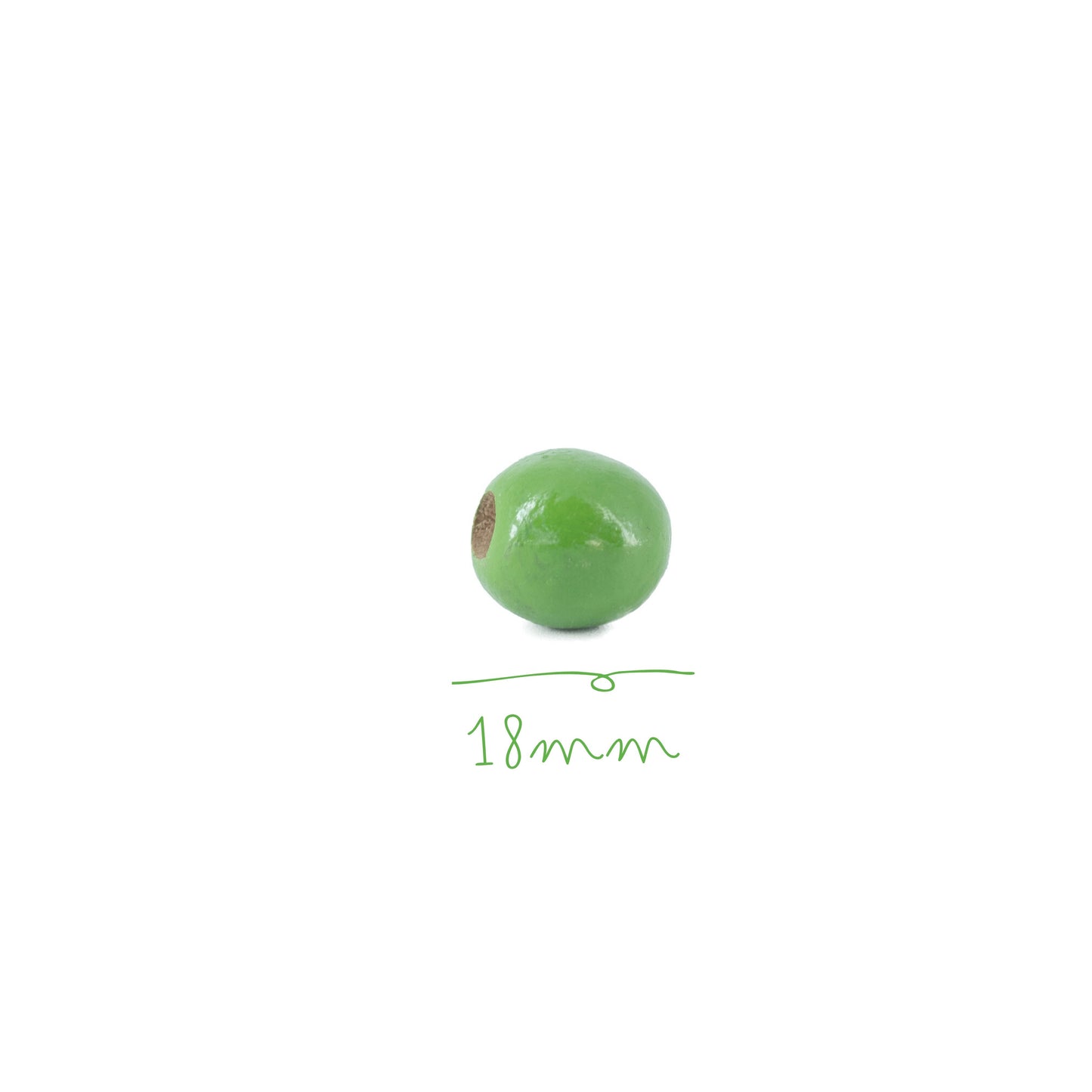 Cuenta de Madera 18mm Verde Lima